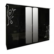 Богема Шкаф 6Д с зеркалом | Глянец черный