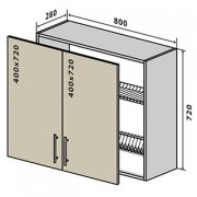 Навесной Шкаф №9 сушка (800x720) Мода мат Soft Touch