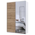 Шафа купе G-Caiser Білий Дуб Евок 1 ДСП / 1 дзеркало 160х60х240