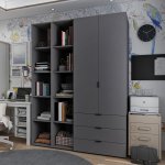 Комплект Гелар з 2 Етажерками Графіт 2 ДСП 153.9х49.5х203.4