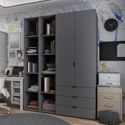 Комплект Гелар з 2 Этажерками Графит 2 ДСП 153.9х49.5х203.4 Комплект Гелар з 2 Этажерками Графит 2 ДСП 153.9х49.5х203.4