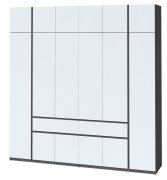 Шкаф с антресолью "Брайт" 2442х520х2400 h . Антрацит / фасад БЕЛЫЙ (левосторонний)