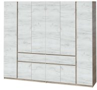 Шкаф "Брайт" 2442х520х2000 h . Дуб крафт серый / Дуб крафт белый (Телескоп. напр. левост.)