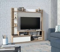 Горка в гостиную "Брайт" 1700х325х1700 h . Дуб сонома / Белый (правосторонняя)