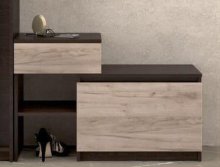 Тумба для обуви "Брайт" с ящиком 900х376х590 h . Венге магия / Дуб крафт серый (левостороння)