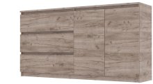 Комод "Брайт" 1580х376х730 h . Дуб крафт серый (Телескопичес. направляющ. левосторонний)