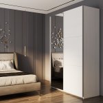 Шафа купе G-Caiser Білий 1 ДСП / 1 Дзеркало / 3 частини 160х60х240
