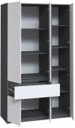 Шкаф с зеркалом и полками для документов "Брайт" 1221х520х2000 . Антрацит/фасад БЕЛЫЙ (прав.) Шкаф с зеркалом и полками для документов "Брайт" 1221х520х2000 . Антрацит/фасад БЕЛЫЙ (прав.)
