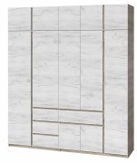 Шкаф с антресолью "Брайт" 2221х520х2400 h . Дуб крафт серый / Дуб крафт белый (левосторонний)