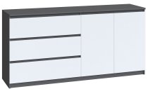 Комод "Брайт" 1580х376х730 h . Антрацит/фасад Белый (Телескопичес. направляющ. левосторонний)