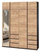 Шкаф с зеркалом "Брайт" 2000х520х2400 h . Венге магия / Дуб краф золотой (Телескоп. направ.)