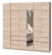 Шкаф с антресолью и зеркалом "Брайт" 2621х520х2400 h . Дуб сонома Шкаф с антресолью и зеркалом "Брайт" 2621х520х2400 h . Дуб сонома