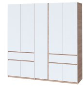 Шкаф "Брайт" 2021х520х2000 h . Дуб сонома / Белый (Телескопические направляющие)