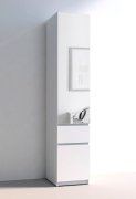 Шкаф-пенал с зеркалом "Брайт" 400х520х2000 h . Белый (Телескопические направляющие)