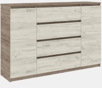 Комод "Брайт" 1392х376х950 h . Дуб крафт серый / Дуб крафт белый (Телескопичес. направляющие)