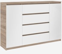 Комод "Брайт" 1392х376х950 h . Дуб сонома / Белый (Телескопические направляющие)