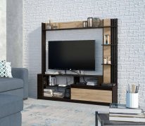 Горка в гостиную "Брайт" 1700х325х1700 h . Венге магия / Дуб крафт золотой (левосторонняя)