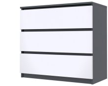 Комод "Брайт" 800х376х730 h . Антрацит/фасад БЕЛЫЙ (телескопические направляющие)