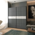 Шкаф купе G-Caiser Графит/Графит вставка Бетон 2 ДСП /5 частей 220х60х240