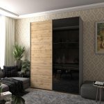 Шкаф купе G-Caiser Графит / Дуб Эвок 1 ДСП / 1 Стекло / 3 части 180х60х240