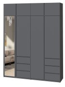 Шкаф с зеркалом "Брайт" 2000х520х2400 h . Антрацит (Телескопические направляющие)