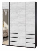 Шкаф с зеркалом "Брайт" 2000х520х2400 h . Венге магия / Дуб крафт белый (Телескоп. направл.)