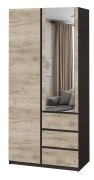 Шкаф с зеркалом "Брайт" 1000х520х2000 h . Венге магия / Дуб крафт серый (Телескоп. направл.) Шкаф с зеркалом "Брайт" 1000х520х2000 h . Венге магия / Дуб крафт серый (Телескоп. направл.)