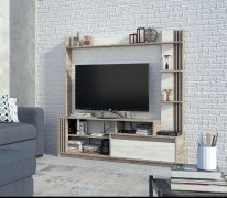 Горка в гостиную "Брайт" 1700х325х1700 h . Дуб крафт серый / Дуб крафт белый (левосторонняя)