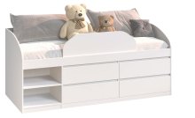 Кровать "Брайт" с детским ограничителем и ящиками 835x2032x840 . Белый (правосторонняя) Кровать "Брайт" с детским ограничителем и ящиками 835x2032x840 . Белый (правосторонняя)