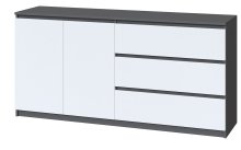 Комод "Брайт" 1580х376х730 h . Антрацит/фасад Белый (Телескопичес. направляющ. правосторонний)