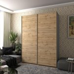 Шафа купе G-Caiser Графіт / Дуб Евок 2 ДСП / 3 частини 180х60х240