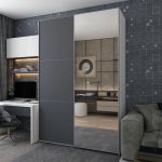 Шафа купе G-Caiser Білий Графіт 1 ДСП / 1 дзеркало 180х60х240