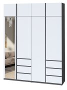 Шкаф с зеркалом "Брайт" 2000х520х2400 h . Антрацит / фасад БЕЛЫЙ (Телескопическ. направляющие)