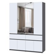 Шкаф с зеркалом "Брайт" 1600 x 520х2000 h . Антрацит / фасад БЕЛЫЙ