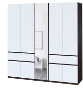 Шкаф с зеркалом "Брайт" 2021х520х2000 h . Венге магия / белый (Телескопичиские направляющие) Шкаф с зеркалом "Брайт" 2021х520х2000 h . Венге магия / белый (Телескопичиские направляющие)