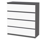 Комод "Брайт" 900х376х950 h . Антрацит/фасад БЕЛЫЙ (телескопические направляющие)