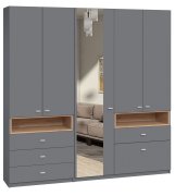 Шкаф с зеркалом в прихожую "Тетрис" 2118х376х2000 h Мастер Форм . Антрацит/крафт золотой Шкаф с зеркалом в прихожую "Тетрис" 2118х376х2000 h Мастер Форм . Антрацит/крафт золотой