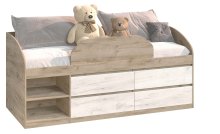 Кровать "Брайт" с детским ограничителем 835x2032x840 . Дуб крафт серый/дуб крафт белый (правост.) Кровать "Брайт" с детским ограничителем 835x2032x840 . Дуб крафт серый/дуб крафт белый (правост.)