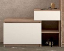 Тумба для обуви "Брайт" с ящиком 900х376х590 h . Дуб сонома / Белый (правосторонняя)