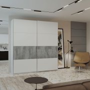 Шкаф купе G-Caiser Белый / Белый вставка Бетон 2 ДСП / 4 части 220х60х240