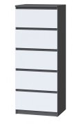 Комод "Брайт" 500х376х1170 h . Антрацит/фасад БЕЛЫЙ (телескопические направляющие)