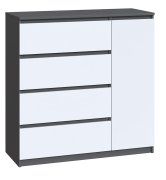 Комод "Брайт" 1000х376х950 h . Антрацит/фасад БЕЛЫЙ Телеск. направл. (правосторонний)