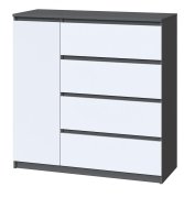 Комод "Брайт" 1000х376х950 h . Антрацит/фасад БЕЛЫЙ Телеск. направл. (левосторонний)