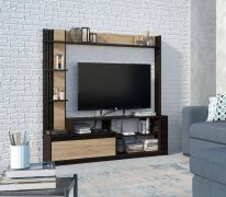 Горка в гостиную "Брайт" 1700х325х1700 h . Венге магия / Дуб крафт золотой (правосторонняя)