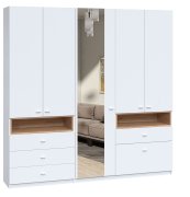 Шкаф с зеркалом в прихожую "Тетрис" 2118х376х2000 h Мастер Форм . Нимфея альба/крафт золотой Шкаф с зеркалом в прихожую "Тетрис" 2118х376х2000 h Мастер Форм . Нимфея альба/крафт золотой