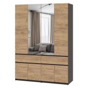 Шкаф с зеркалом "Брайт" 1600 x 520х2000 h . Венге магия / Дуб крафт золотой