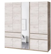 Шкаф с зеркалом "Брайт" 2021х520х2000 h . Дуб крафт серый / Дуб крафт белый (Телескоп. напр.) Шкаф с зеркалом "Брайт" 2021х520х2000 h . Дуб крафт серый / Дуб крафт белый (Телескоп. напр.)