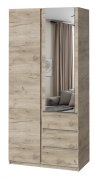 Шкаф с зеркалом "Брайт" 1000х520х2000 h . Дуб крафт серый (Телескопические направляющие) Шкаф с зеркалом "Брайт" 1000х520х2000 h . Дуб крафт серый (Телескопические направляющие)
