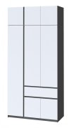 Шкаф с антресолью "Брайт" 1221х520х2400 h . Антрацит / фасад БЕЛЫЙ (левосторонний)