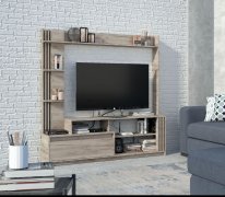 Горка в гостиную "Брайт" 1700х325х1700 h . Дуб крафт серый (правосторонняя)